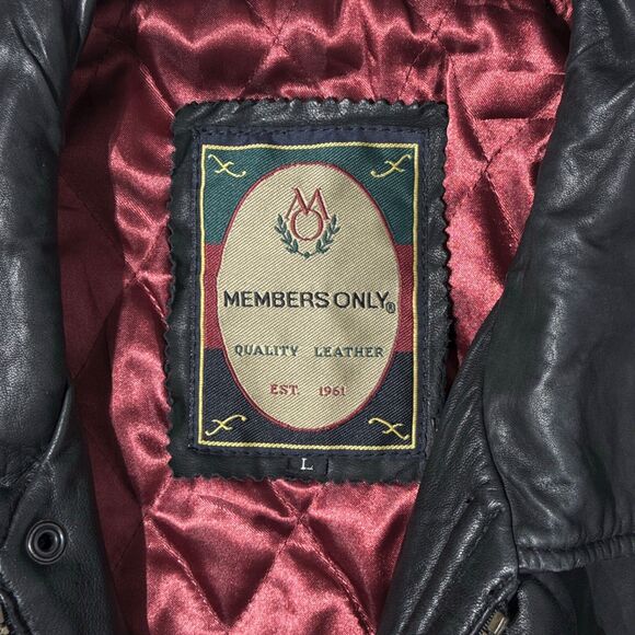 VTG Members Only Insulated Black Soft Leather Long Jacket Men’s Size Large - Picture 11 of 13